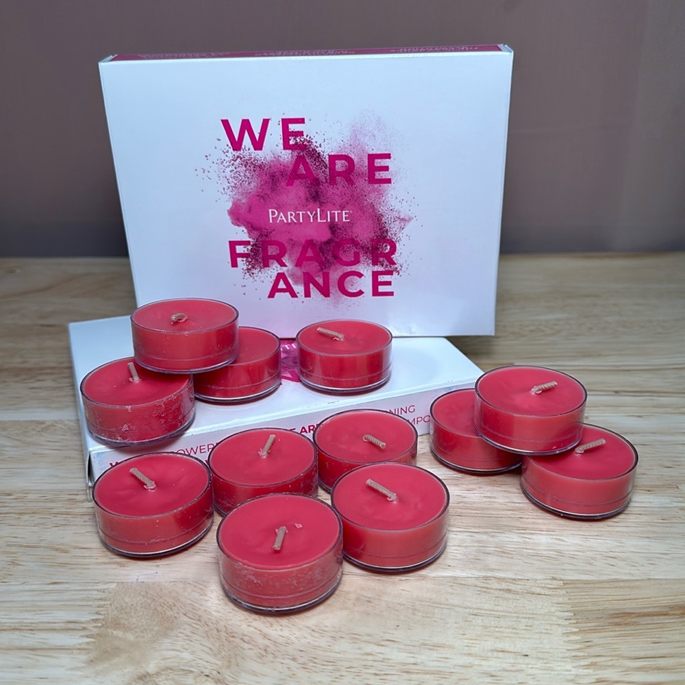PartyLite 12 Tealight Candles Raspberry Rhubarb NIB
